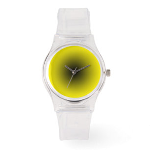 Montre Transparent minimaliste avec cadran noir et jaune