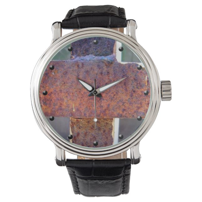 Montre Traversée en métal rouillé grunge inhabituelle mon (devant)