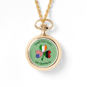 Montre Trèfle personnalisé afro-américain irlandais