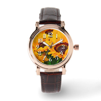 Montre Très joli tournesol orange et jaune