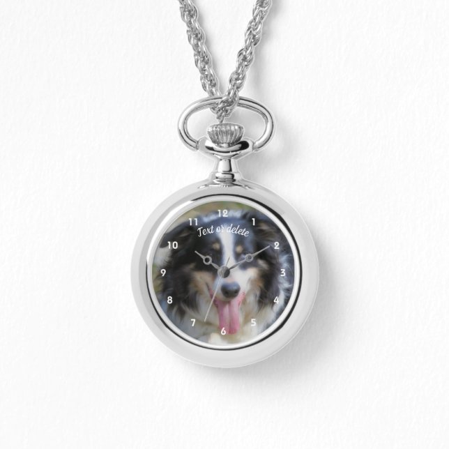 Montre Tri Couleur Bordure Collie Chien Personnalisé (Recto)