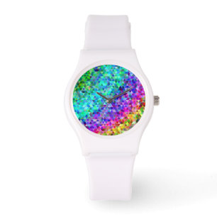 Montre Triangle mosaïque arc-en-ciel