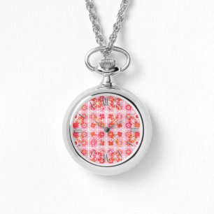 Montre Tribal Batik - fraise rose et rouge
