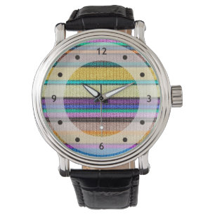 Montre Tricot coloré Bandes motif transparent 1