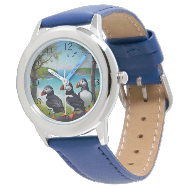 Montre Trio côtier : Trois Puffins à la plage d'Oils (Incliné)