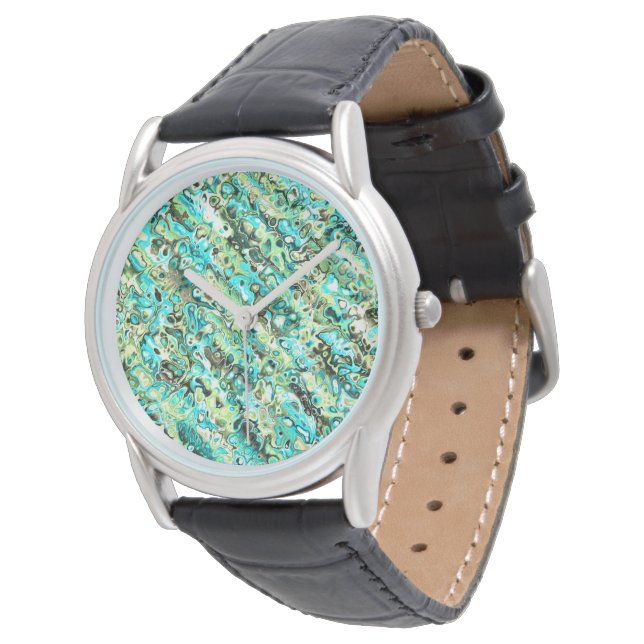 Montre Trippy Vibrant Boho Super Hippie Marbre fractal (Incliné)