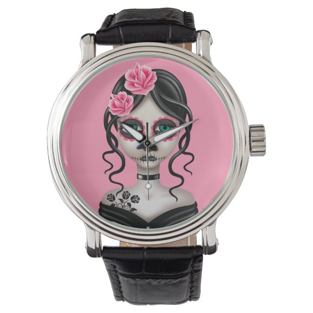 Montre Triste journée de la fille morte en rose (devant)