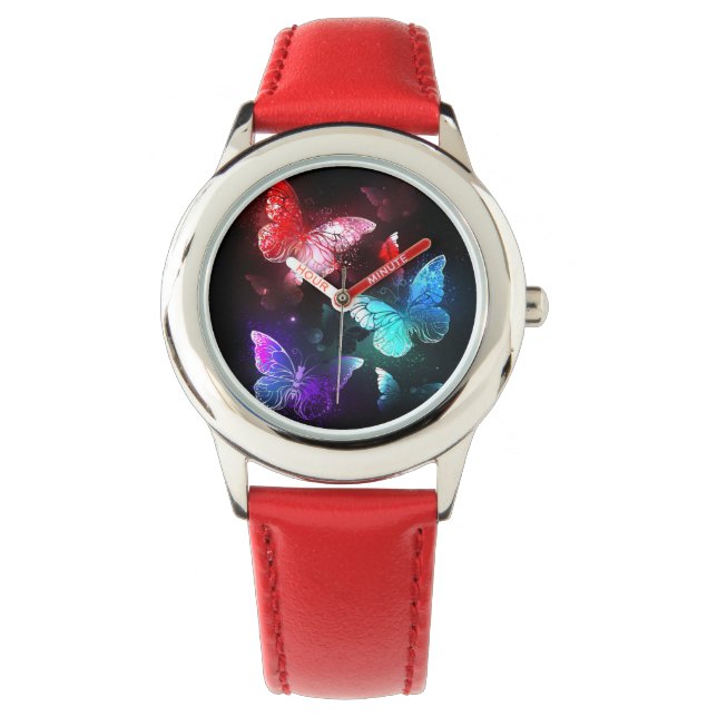 Montre Trois papillons brillants sur l'arrière - plan de  (devant)