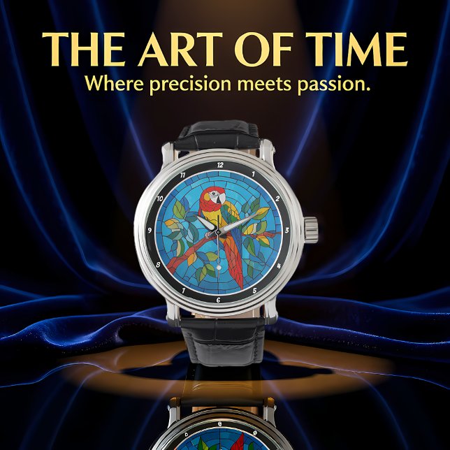 Montre Tropical Splendor" - Stained Glass Parrot Wall (Créateur téléchargé)