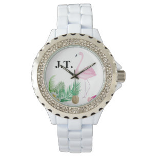 Montre tropicale personnalisée de Flamant rose