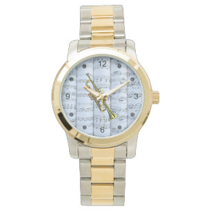 Montre Trumpet~Partition roulée~Arrière - plan Tint Ble