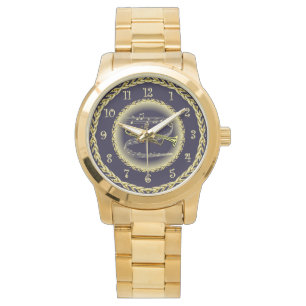 Montre Trumpet ~ Scroll musical ~ Gold/Navy Blue ~ Watch