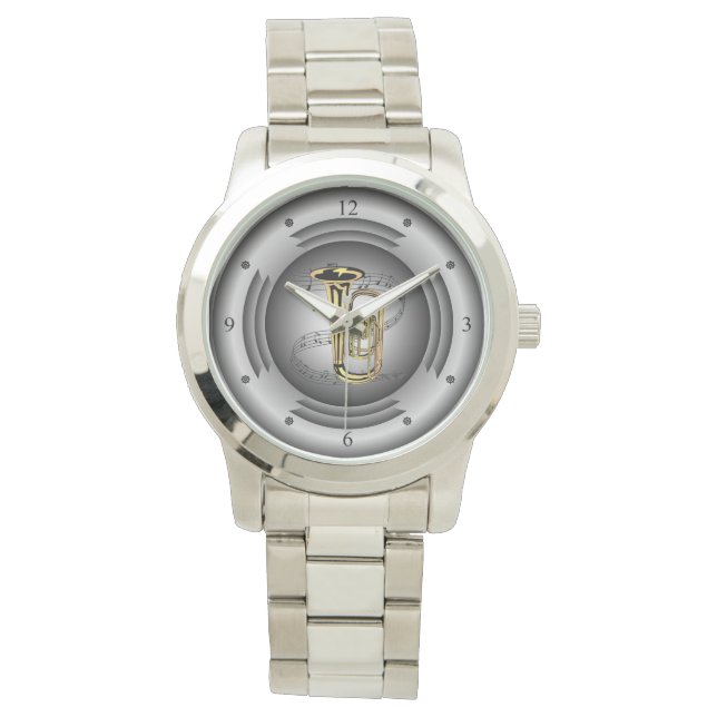 Montre Tuba ~ Scroll musical ~ Haut-parleur en argent ~ (devant)