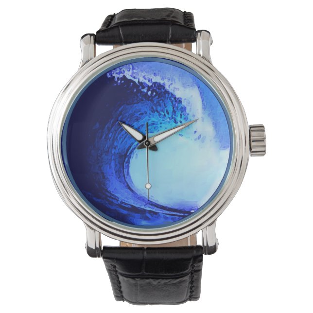 Montre tube à ondes bleues (devant)