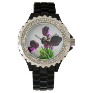 Montre Tulipes Violet Foncé