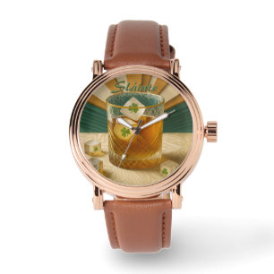 Montre Tumbler de whiskey irlandais Trèfle de glace "Slái