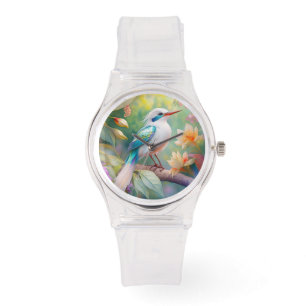 Montre Turquoise aile  crête blanche Imaginaire Oiseau