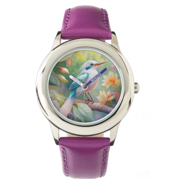 Montre Turquoise aile  crête blanche Imaginaire Oiseau (devant)