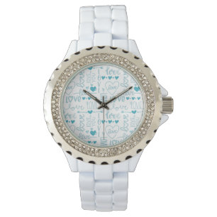 Montre Turquoise Amusement et Amour Moderne et Coeurs