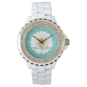 Montre turquoise en strass personnalisé de petite