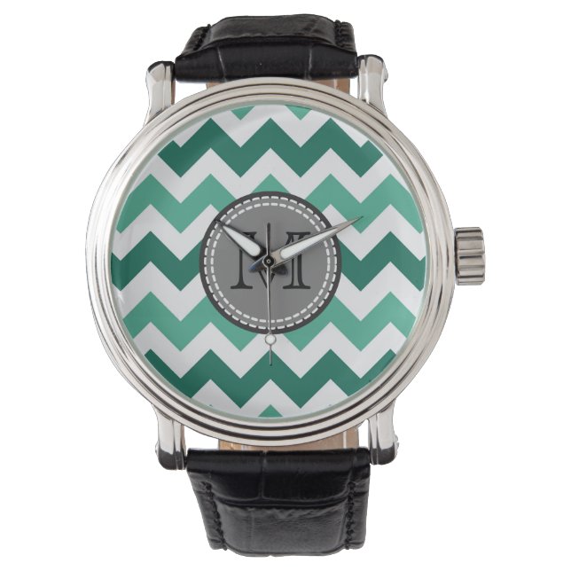 Montre Turquoise et Mint Chevron Zigzag Monogram (devant)