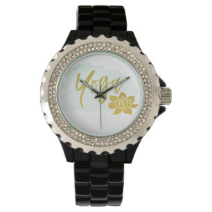 Montre Turquoise féminine d'aquarelle de Lotus de yoga
