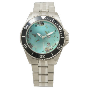 Montre Turquoise Gemstone Image Hommes en acier inoxydabl