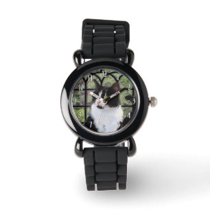 Montre Tuxedo Chat dans la peinture de fenêtre Art animal