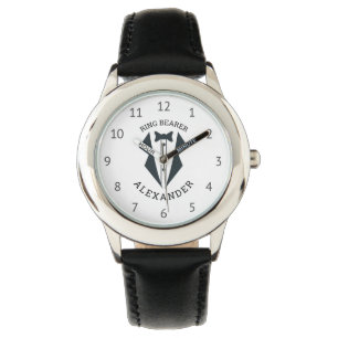 Montre Tuxedo Personnalisé de Garçon d'Honneur Noir Blanc