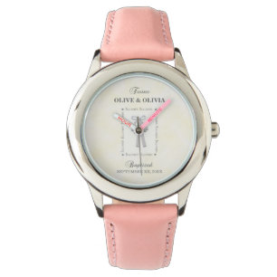 Montre Twins Baptême sur Yellow 2 Croix Personnalisé