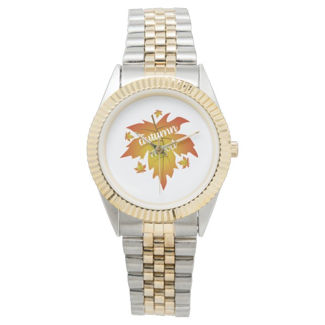 Montre Typographie de l'humeur d'automne feuille d'érable (devant)