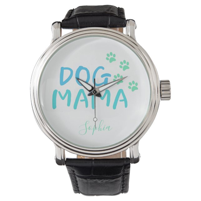 Montre Typographie de mignonne Paw et Dog MAMA (devant)