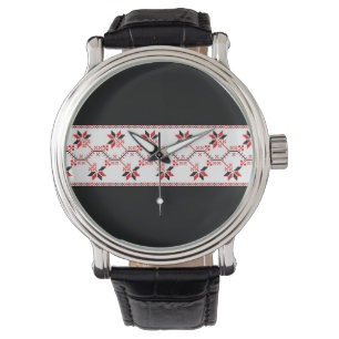 Montre ukraine traditionnelle folk motif ethnique géométr