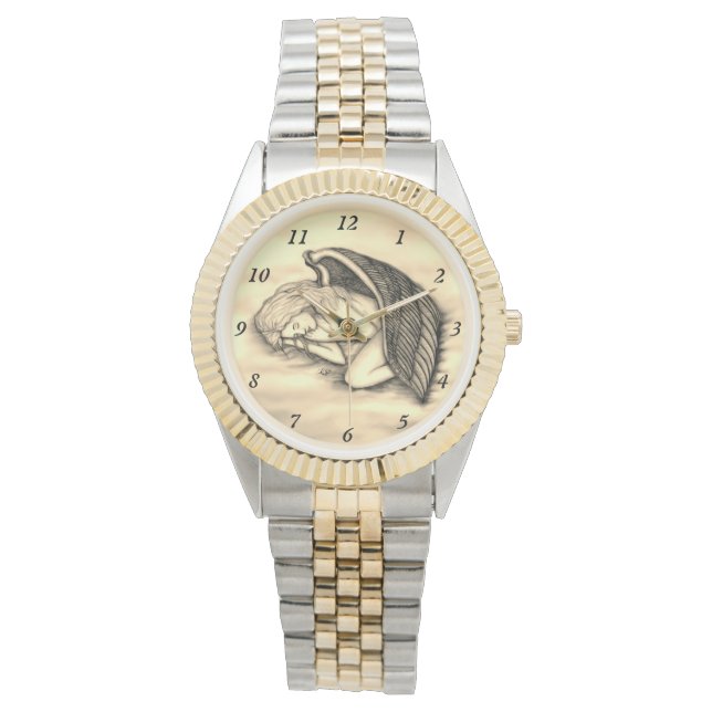 Montre Un Ange endormi sur le ciel nuage or design (devant)