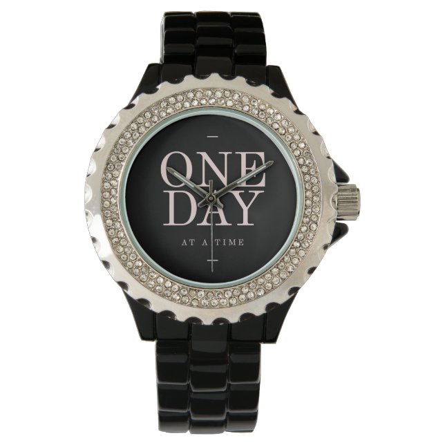 Montre Un jour - Citation Motivationnelle Objectifs Rose  (devant)