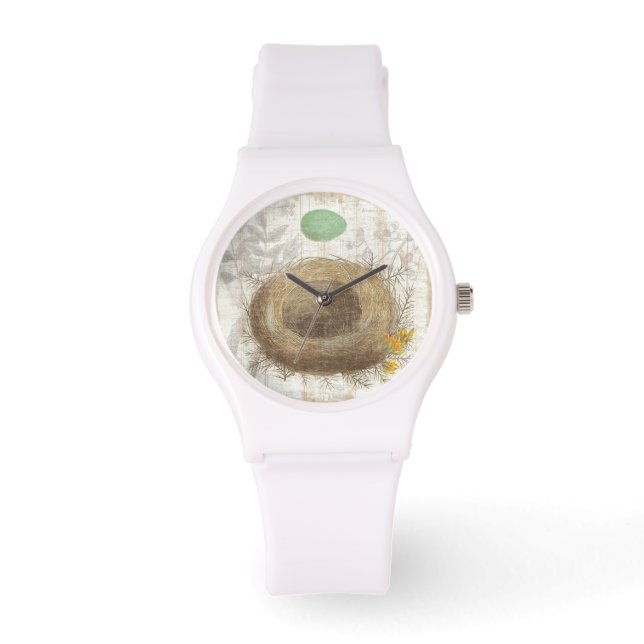 Montre Un nid d'oiseaux avec un oeuf vert (Recto)