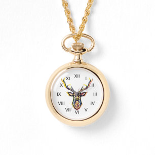 Montre Une tête de cerf sous forme d'image colorée dans l