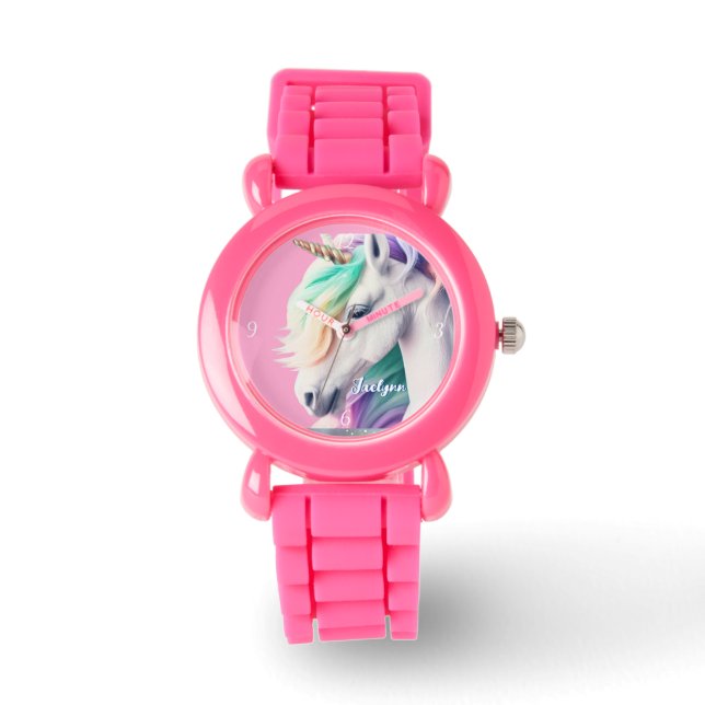 Montre Unicorne arc-en-ciel magnifique (Recto)