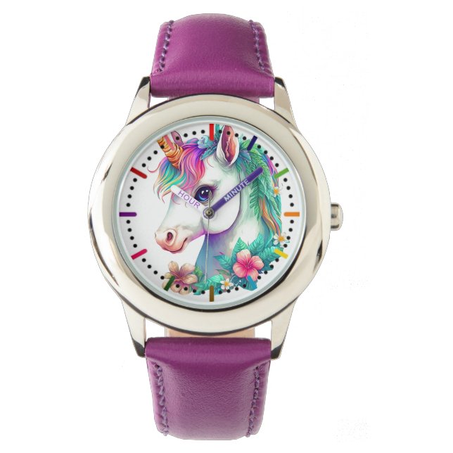 Montre Unicorne & Fleurs (devant)