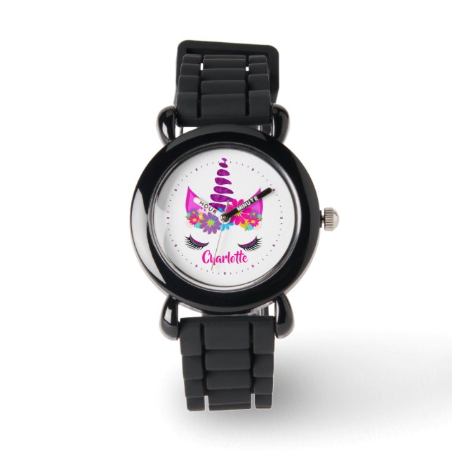 Montre Unicorne Flowery Super mignonne Girly Wrist Watch (Recto)