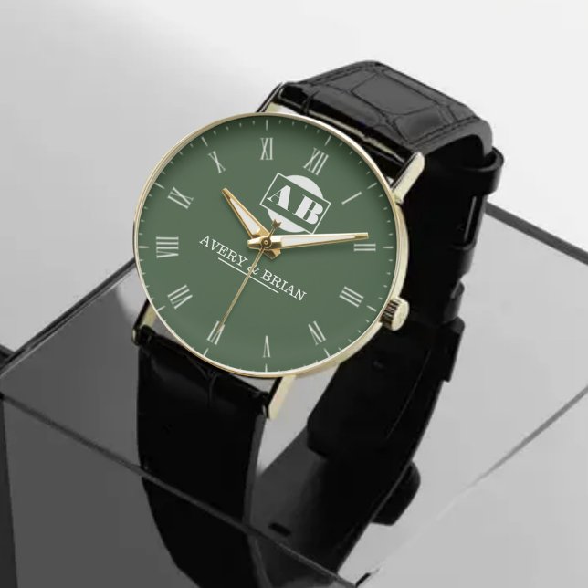 Montre Unique Engagement Gift Custom Monogram Modern  (Créateur téléchargé)