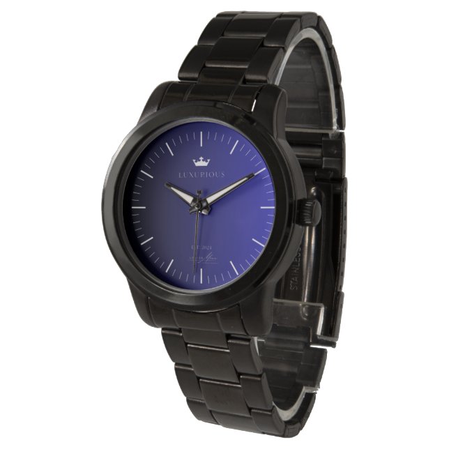 Montre Unisex acier inoxydable noir (Incliné)