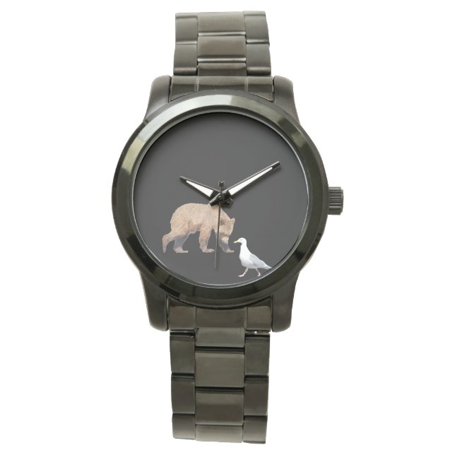 Montre unisexe avec gros bracelet noir (devant)