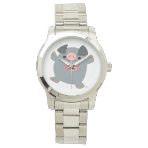 Montre unisexe de porc plein d'entrain mignon de