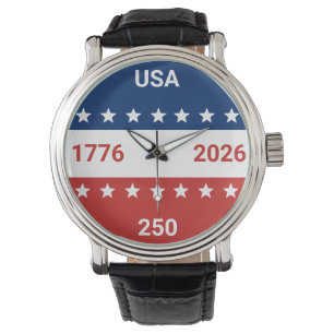 Montre USA 1776 2026 250e anniversaire Rouge Blanc Bleu