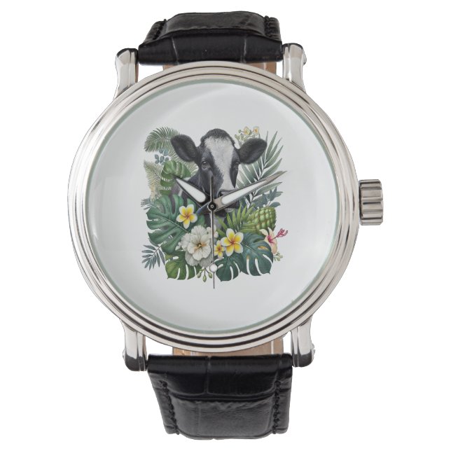 Montre Vache dans la jungle florale, Vache tropicale (devant)