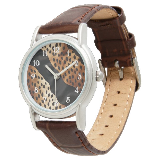 Montre Vachette blanche à crème Brown noire (Incliné)