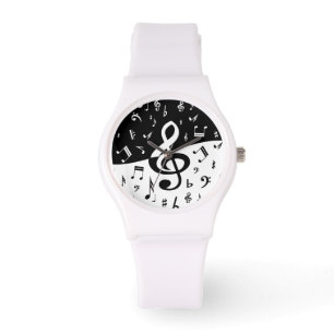 Montre Vague élégante de clef triple noire et blanche