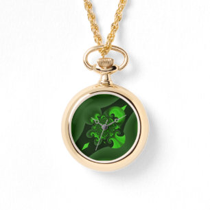 Montre Vague Spirale Vert Foncé Et Lime