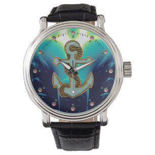 Montre VAGUES NAUTIQUES / MARITIMES, ANCRE ET ROPE Bleu M
